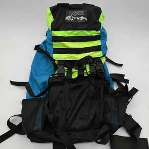 Vintage Jansport Day Pack Backpack Hiking Made in USA Green/Blue  Neon